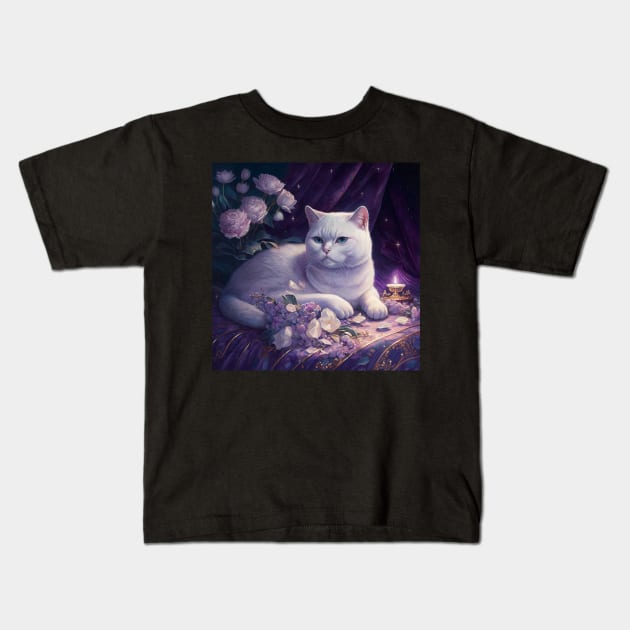 Gothic Beauty White British Shorthair Kids T-Shirt by Enchanted Reverie